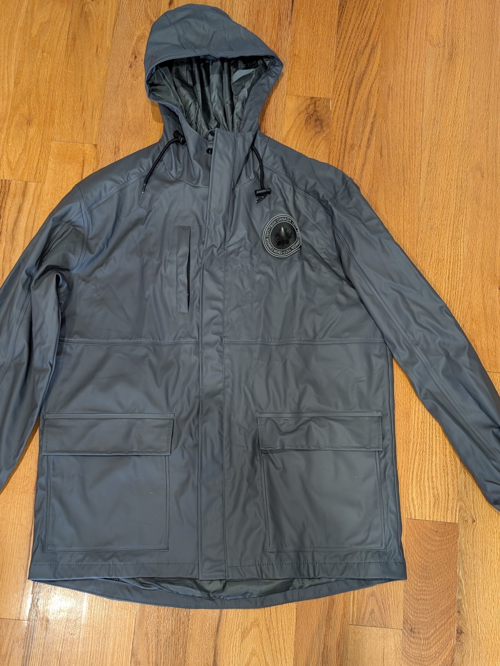 Men's Gray Hooded Rain Jacket - Brand Unspecified